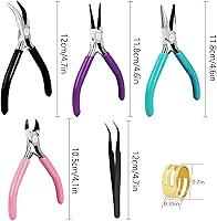 Vista 4 de Juego de 4 piezas de alicates para joyería, kit de herramientas de alicates para hacer joyas que incluye alicates de punta de aguja, alicates de Ch