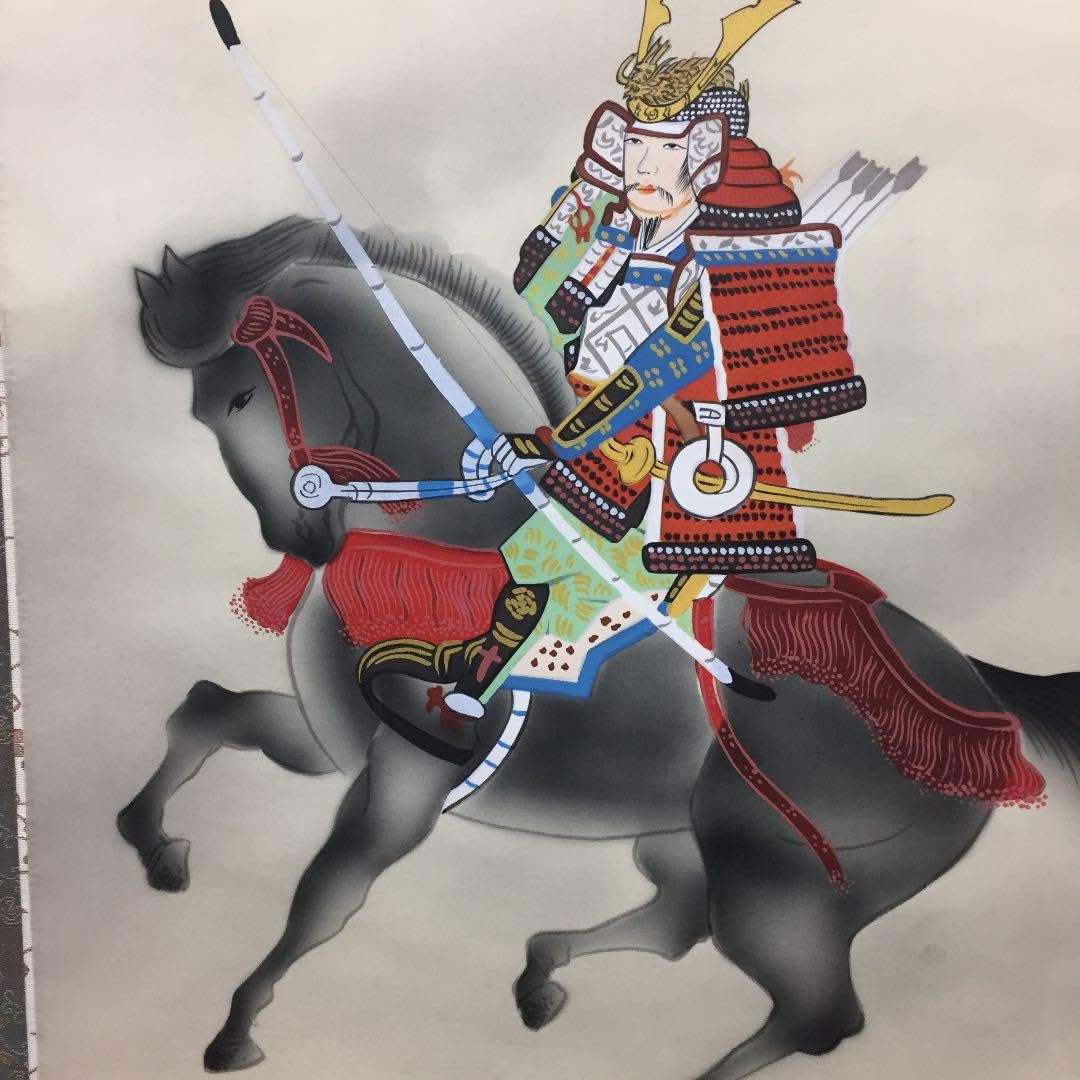 Amazon.co.jp: 掛け軸 喜多川 東観作 武者 桐箱付き : ホーム＆キッチン