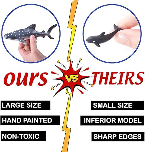 Miniatura 5 de Liberty Imports Cubo de juguetes de animales marinos del océano, 16 piezas grandes de criaturas submarinas de aguas profundas, figuras de juguete