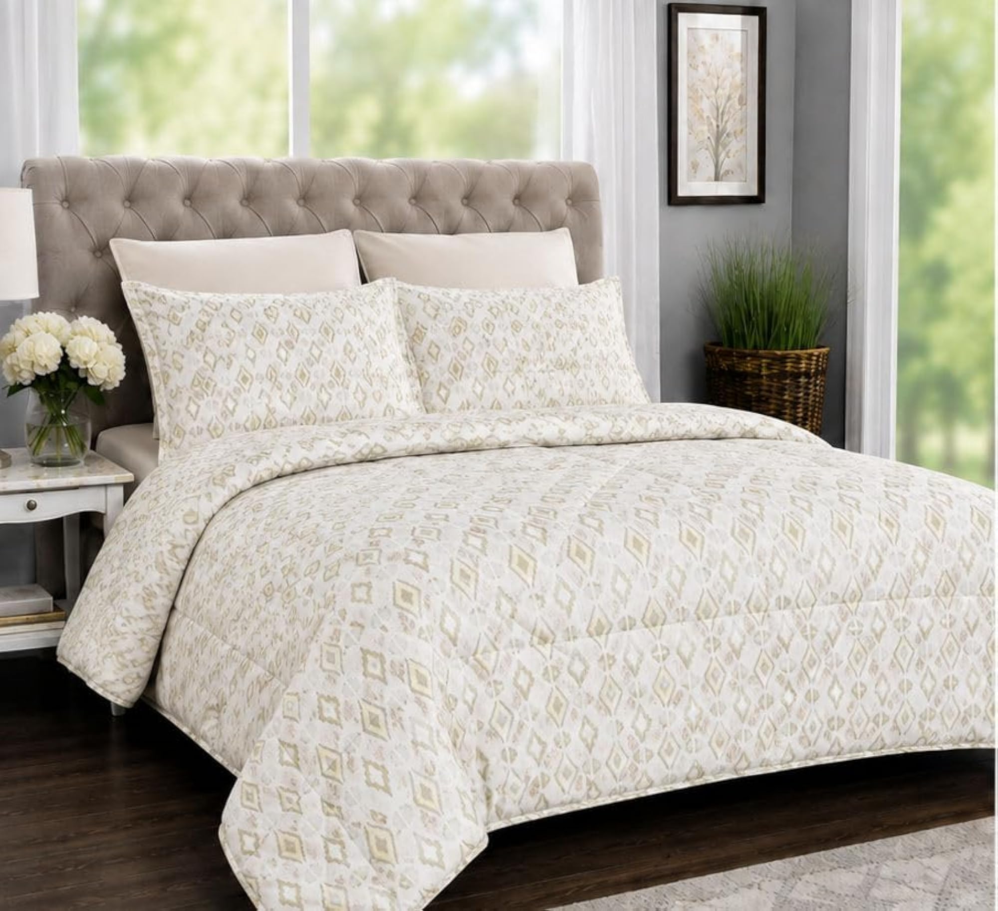 Luxurious 4 Piece Printed Bedsheet Set, 100% Cotton
