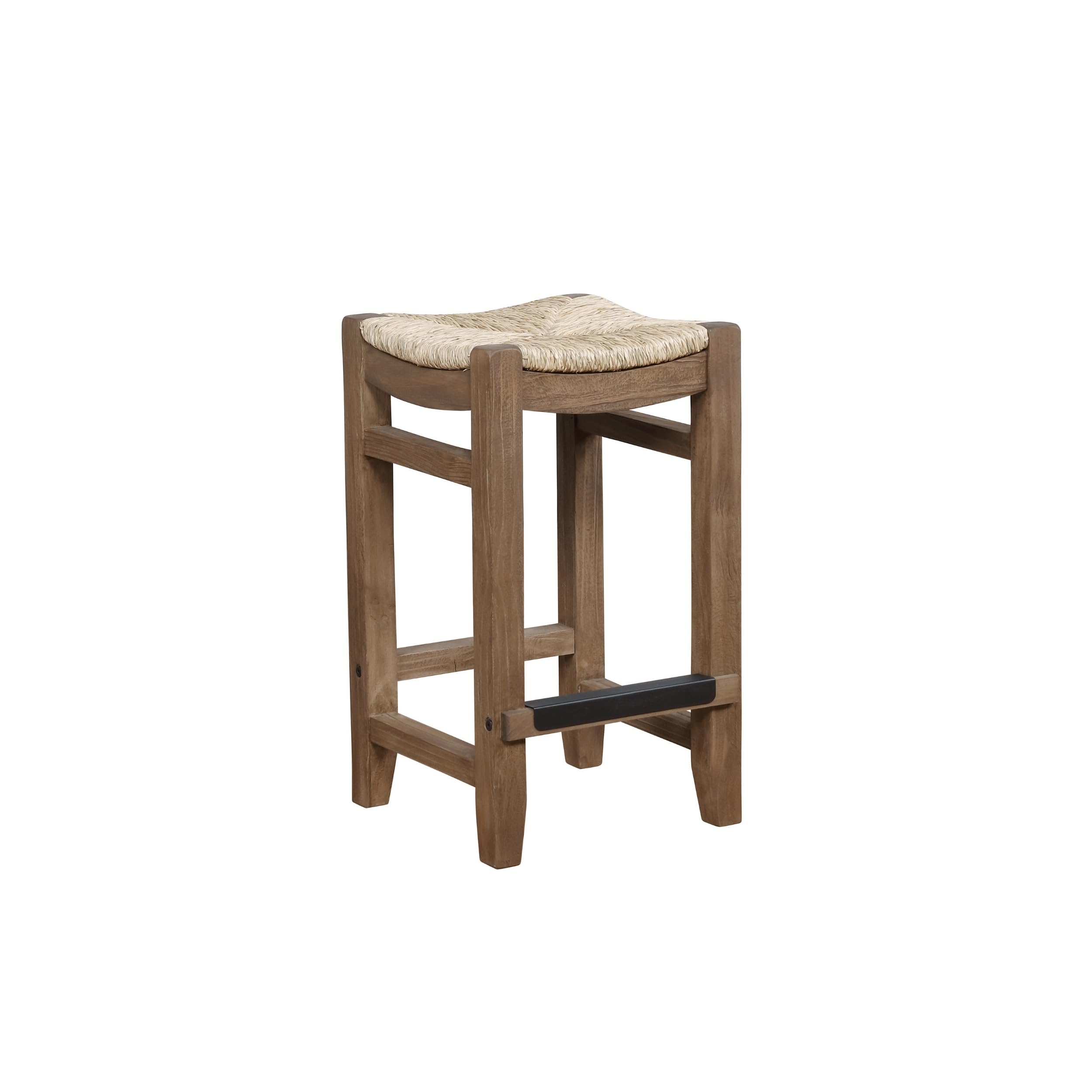 Alaterre Furniture Newport 26-Inch Counter Height Stool with Twisted Seagrass Rush Seats – Rustic Industrial Farmhouse Bar Stool for Kitchen, Dining, or Entryway (Natural)
