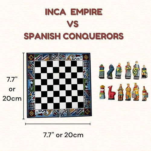 Miniatura 5 de Tablero de ajedrez peruano hecho a mano de 8 pulgadas, juegos de mesa para niños y adultos, aptos para principiantes, Incas Vs Conquistadores