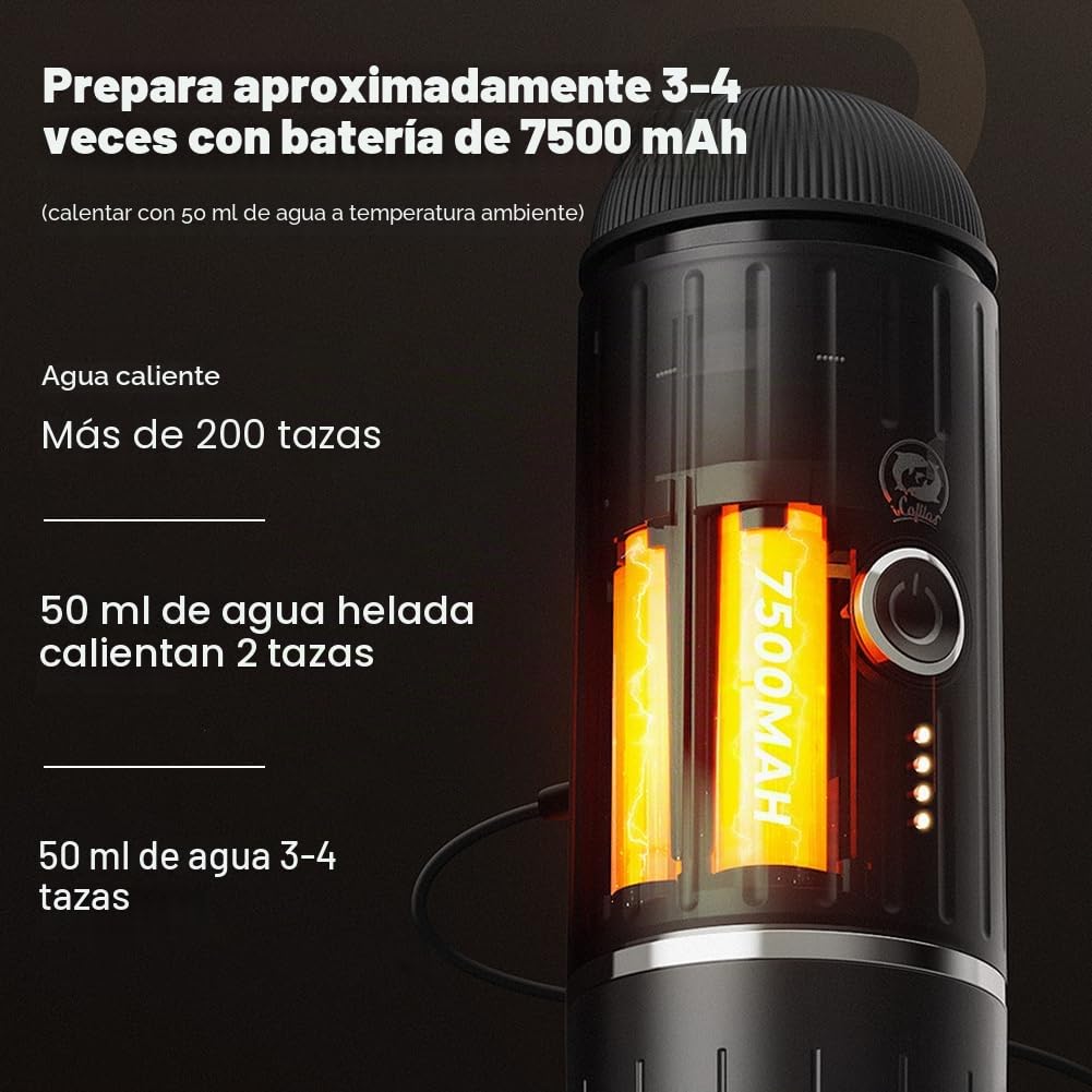HOTUT Máquina de espresso portátil, 19 bares de presión Máquina de espresso portátil eléctrica con autocalentamiento, 12 V máquina de espresso de viaje pequeña para camping y coche, USB-C recargable