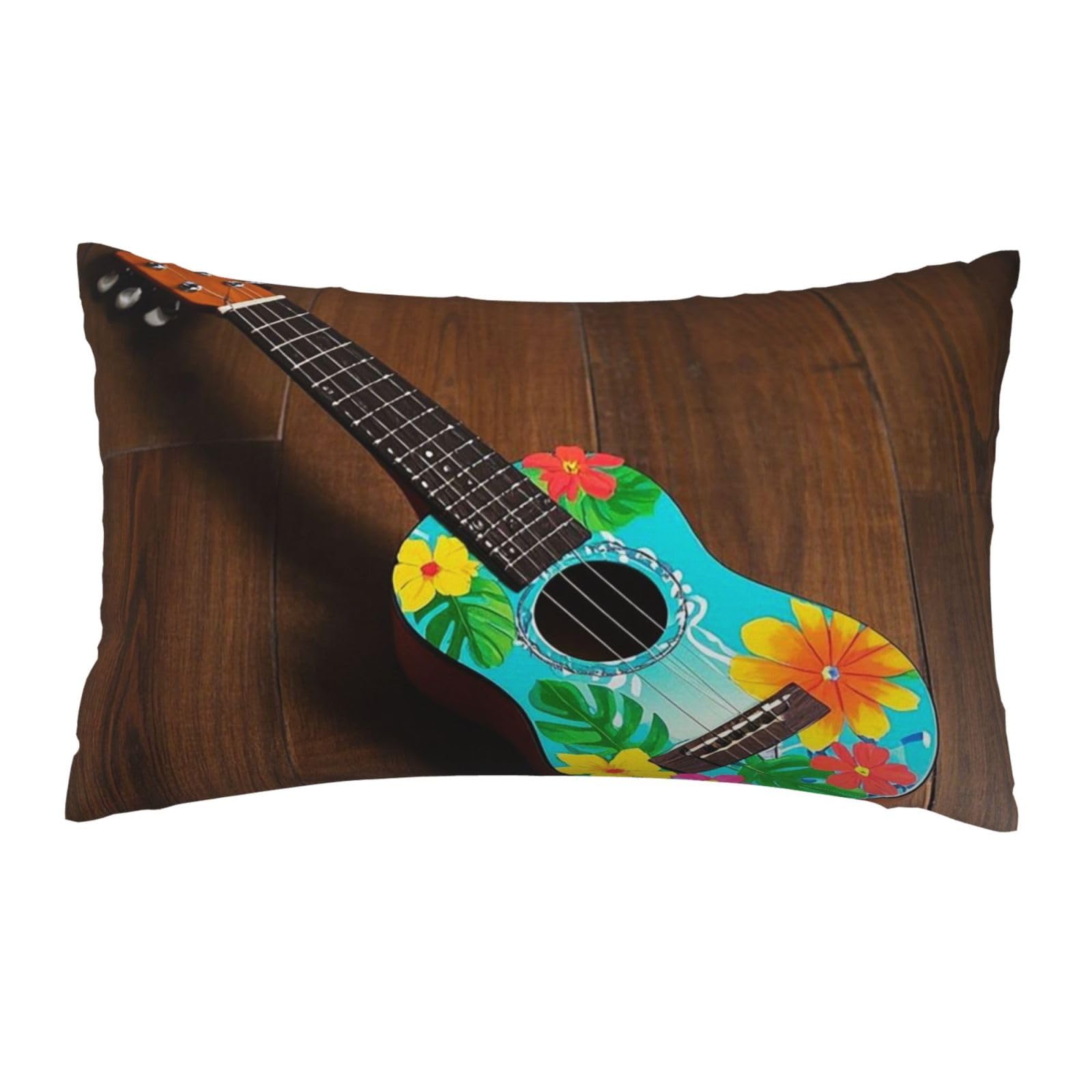FodPand Luxury Velvet Pillow Cases 12 x 20 inch Super Soft Decorative Throw Pillow Covers - Vintage Hawaiian Aloha Fun Guitar Pillowcases Modern Lumbar Cushion Cases for Couch Sofa Bed Pillow Shams