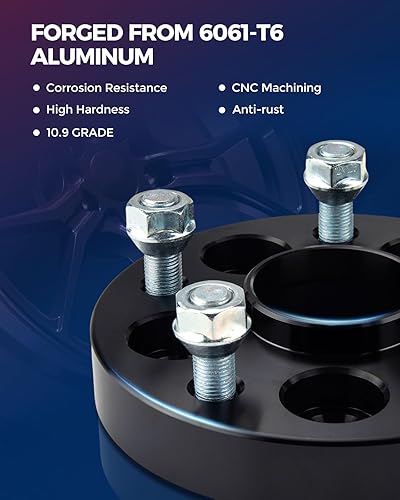 Vista 40 de KAX Espaciadores de rueda de 0.236 x 5.315 in, espaciadores de rueda centrados de 2 pulgadas y 6 lengüetas para F-15-0, Expedition, Mark LT, Negro