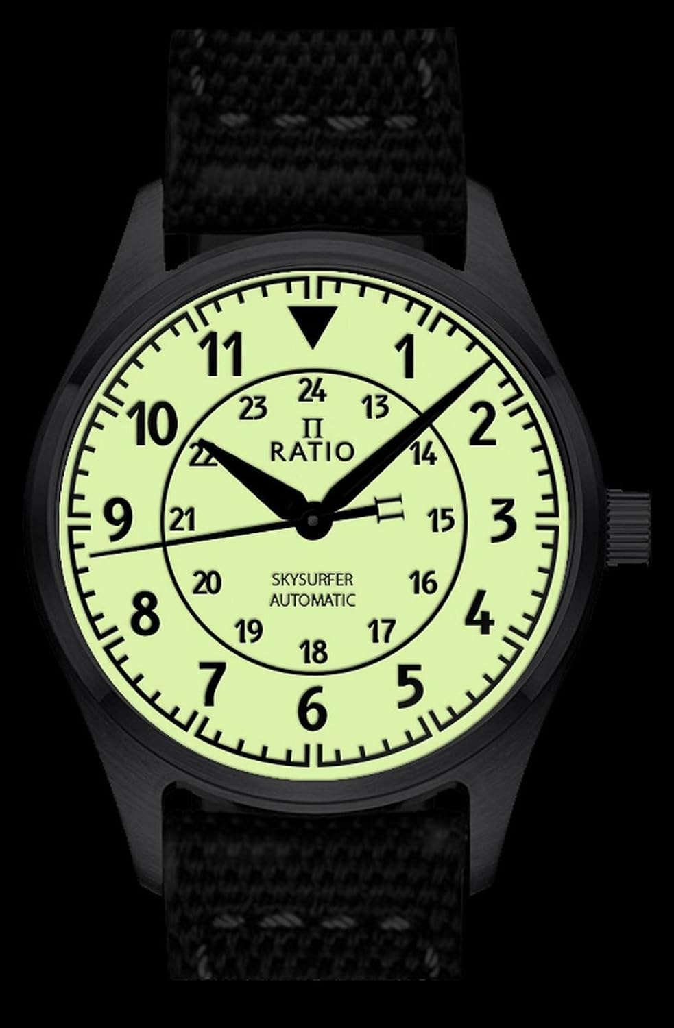 RATIO Pilot Style Watches Analog Display Japanese Automatic 12/24 Hours Time Display 200M Water Resistant Casual wear Watch for Men
