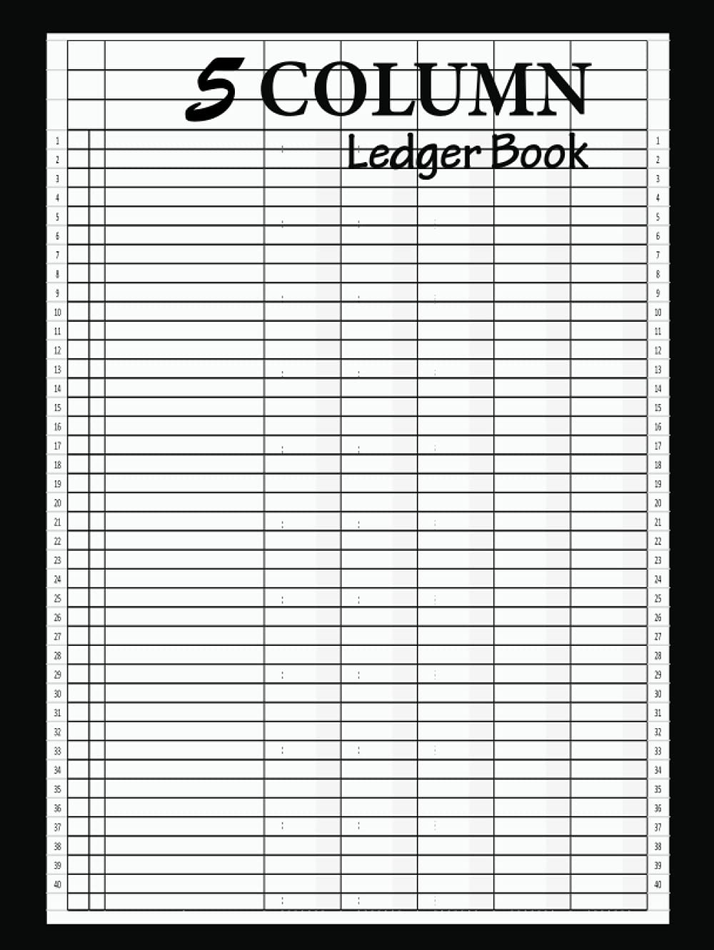 5 Column Ledger Book: Account Book Ledger | General Ledger Accounting Book | Five Column Record Book