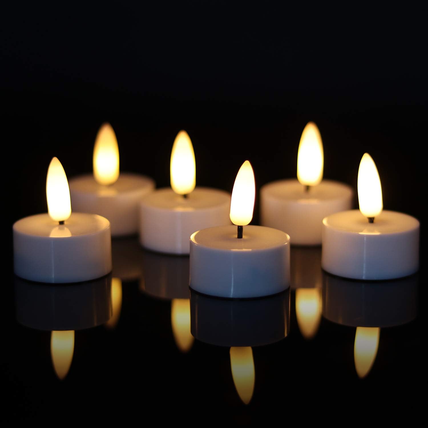 Eldnacele6PCS Battery Operated Flameless LED Tea Light with 6H Timer, Flickering Flameless Electric Tealight Candles, 3D Wick Realistic Votive Led Candles for Wedding Festival Decor, 1.5’’x1.8’’