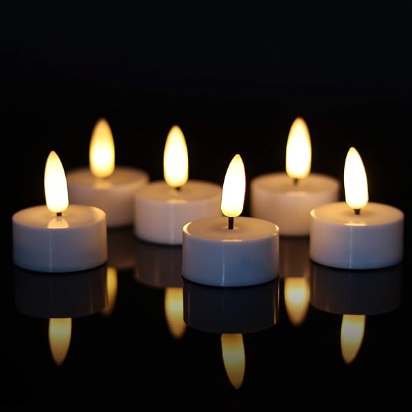 Eldnacele 6PCS Battery Operated Flameless LED Tea Light with 6H Timer, Flickering Flameless Electric Tealight Candles, 3D Wick Realistic Votive Led Candles for Wedding Festival Decor, 1.5’’x1.8’’ - 1