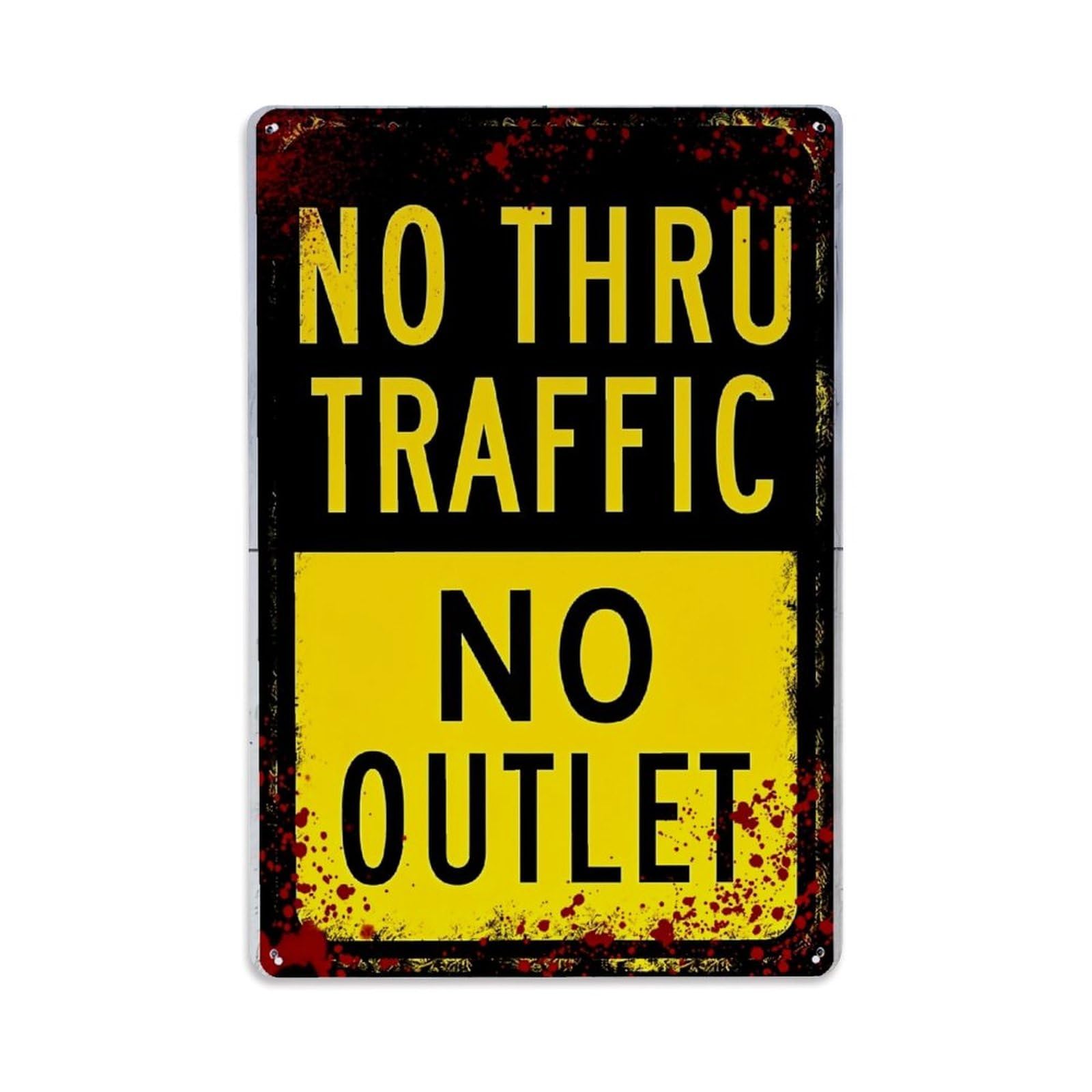 Jdfenggu Vintage No Thru Traffic No Outlet Retro Metal Tin Sign, Decor Art Poster For Bar, Home, Man Cave, Kitchen, Laundry Room Gift 8X12inch