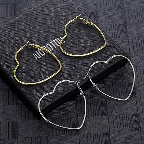 AIDSOTOU 10 Pairs Big Hoop Earrings Set for Women Gold Plated Rose Gold Plated Silver Stainless Steel Hoop Earrings Fashion Large Earrings for Sensitive Ears3