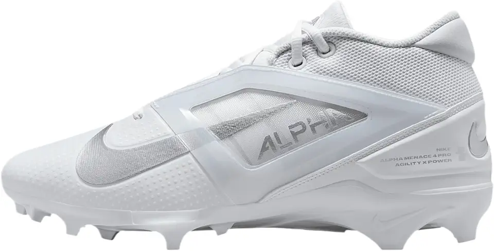 Chuteiras de futebol Alpha Menace 4 Pro (FD7037-100, branco/prata metálico/pó de fóton)