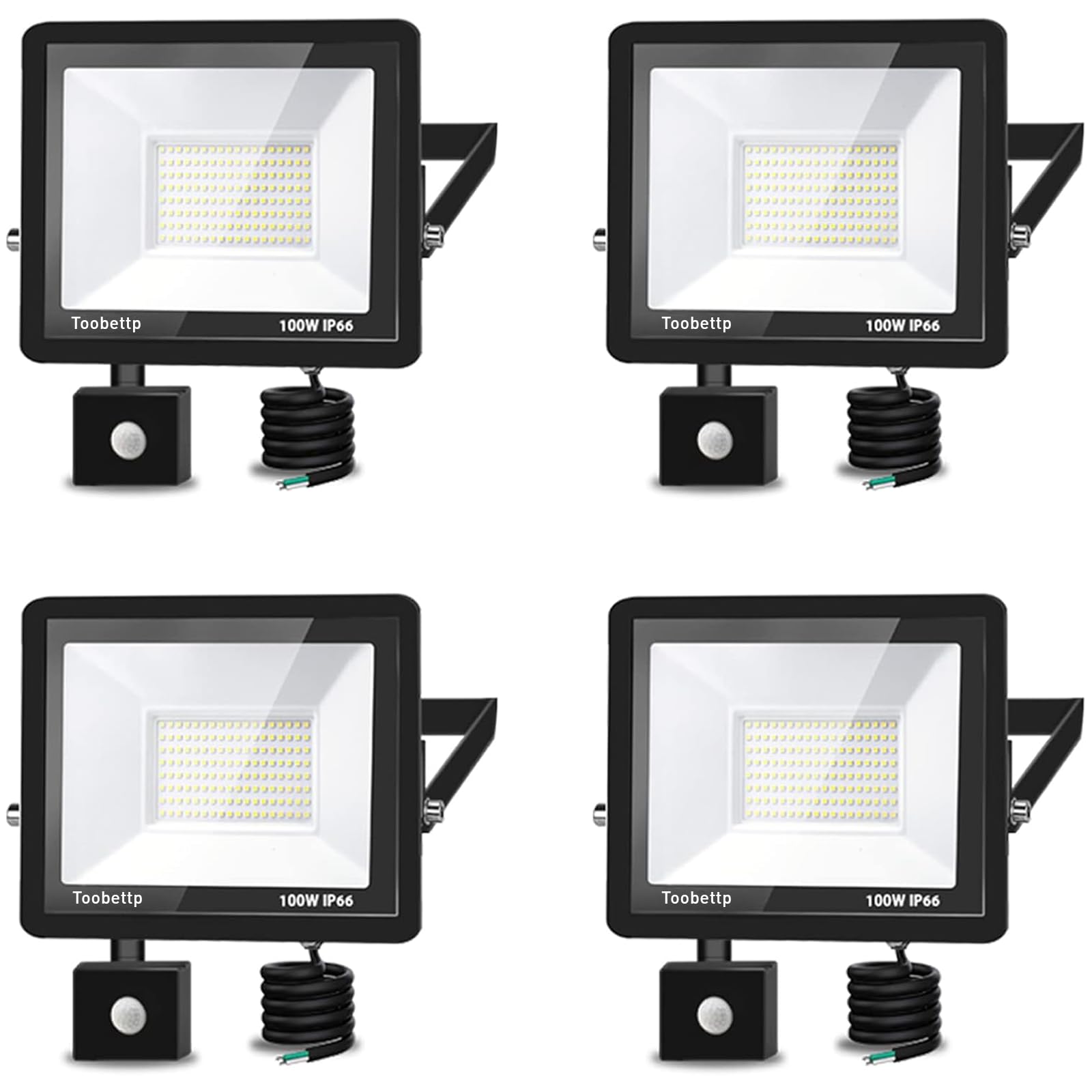 2 Pack 100W Outdoor LED Flood Light with Motion Sensors, Ultra Bright 3500K 10000LM Warm White IP66 Waterproof for Garden, Yard, Garage