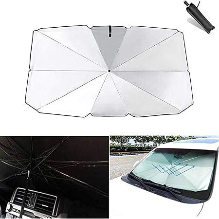 Amazon 年最新 車用パラソル 傘型 車用 サンシェード 車フロントガラスカバー 四季対応 軽自動車 Suv車 普通車に適用 遮光 断熱 吸盤不使用 簡単着脱 L 79 145 サンシェード 車 バイク