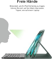 FOGARI Billentyűzetes Tok iPad Air 6 11" (M2 2024) és Pro 11 2022-2018 Készülékekhez - Levehető QWERTZ Bluetooth Billentyűzet, Ceruzatartó 6