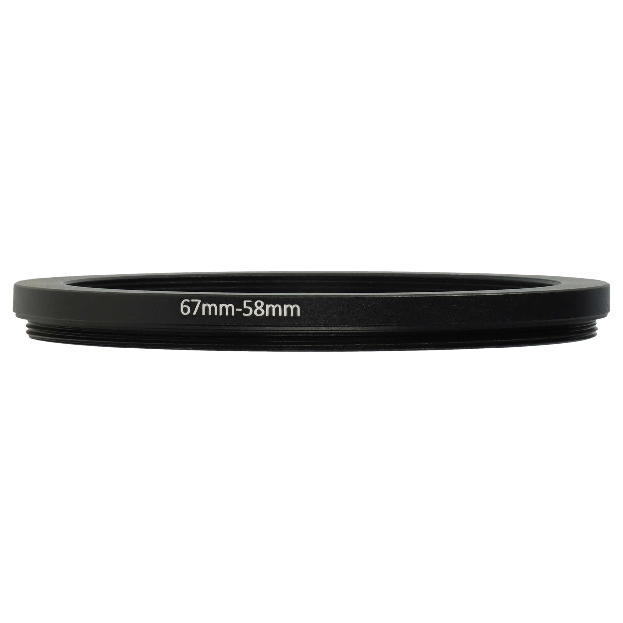 vhbw Bague d'adaptation de Filtre Step-Down de 67 mm vers 58 mm pour Objectif d'appareil Photo - Réducteur, métal, Noir