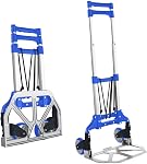 MAXBROTHERS Folding Hand Truck Aluminum Portable Folding Hand Cart W/Fixed Rope, 175lbs Capacity Hand Cart Ideal for Home, Auto, Office,Travel Use (RED)