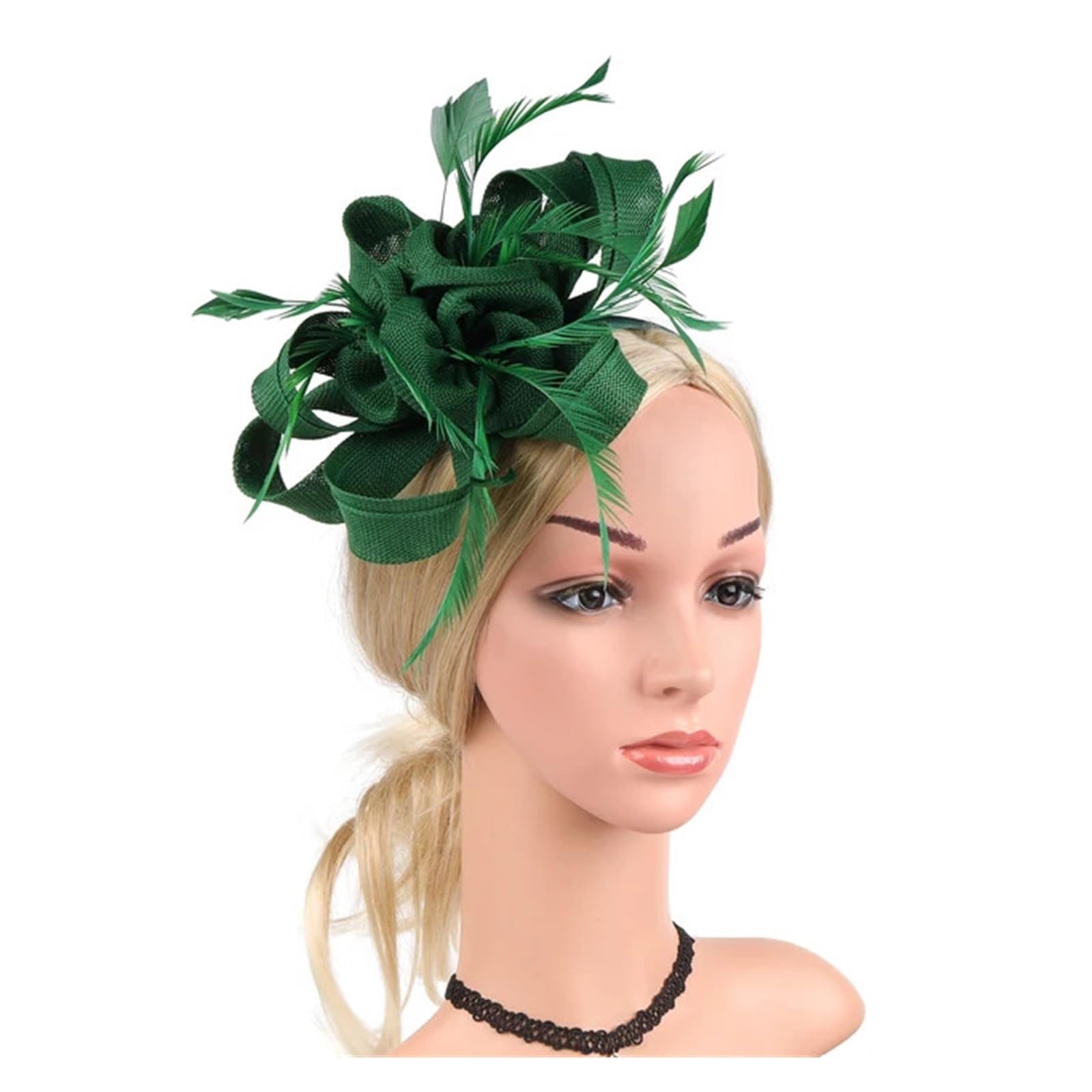 UALXPAO Wedding Hats Tea Party Fascinators Headband Hat Flower Feathers Ribbon Fascinator Hats for Women Wedding Cocktail for Tea Party,Weddings(Green)