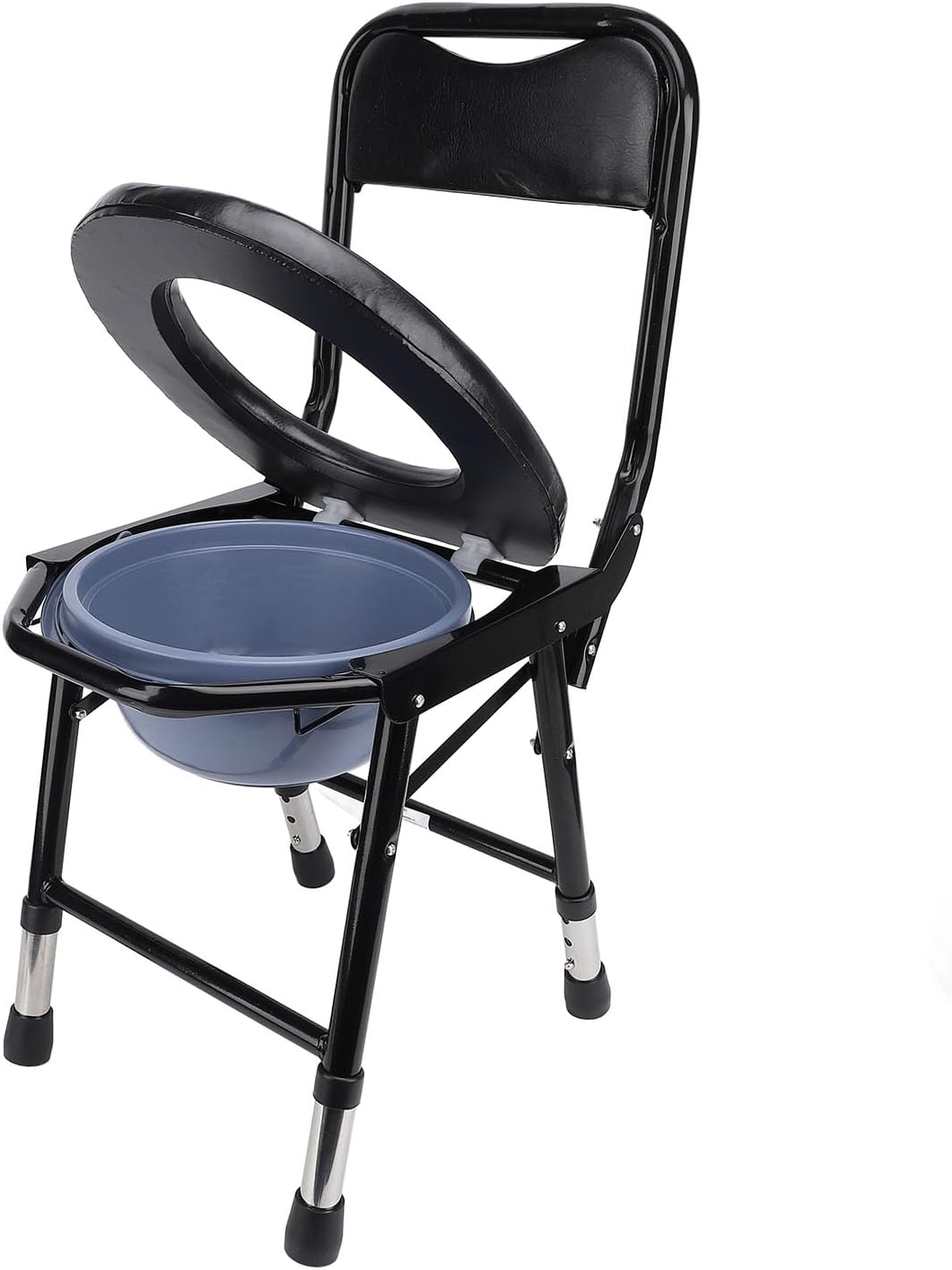 Bedside Commode Chair, Height Adjustable Bedside Commode Toilet Chair with Sturdy Folding Frame and Anti Slip Feet, Portable Toilet for Pregnant Women Elderly, Bedside Potty Chair