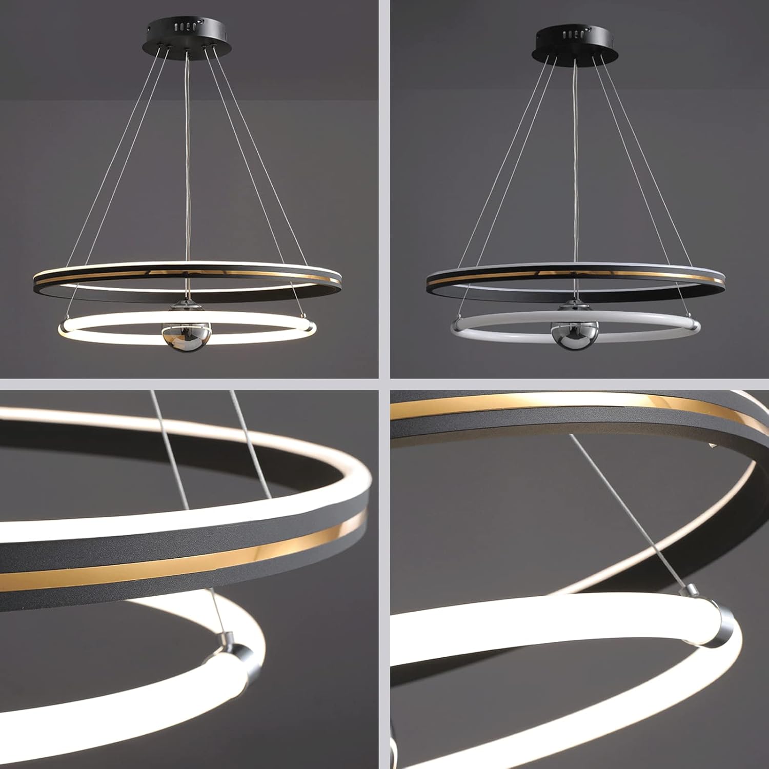 Lampe À Suspension En Métal À Anneau Créatif Avec Abat-Jour En Acrylique, Lumière D'Ambiance D'Éclairage Décoratif De Salle À Manger À Led Moderne, Lustres De Chambre Simples, Lampes De Suspen