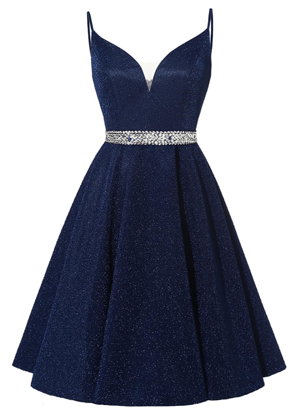 Satin Homecoming Dresses 2025 Spaghetti Straps Short Prom Dresses V-Neck Beaded Evening Formal Party Gowns