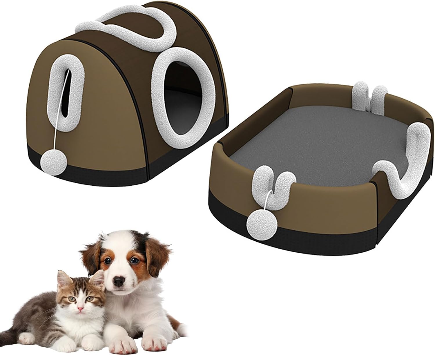 コンポーネント化されたペットマット フラットマットに変更可能な猫の洞窟 滑り止め底の二重枕 傷防止物質 永続的なグリッププルーフ猫シ