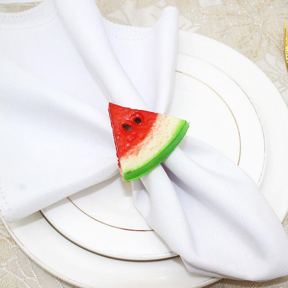 PRETYZOOM Watermelon Napkin Rings Set of 12, Golden Napkin Buckle, Alloy Fruits Napkin Holder, Summer Party Dining Table Decoration