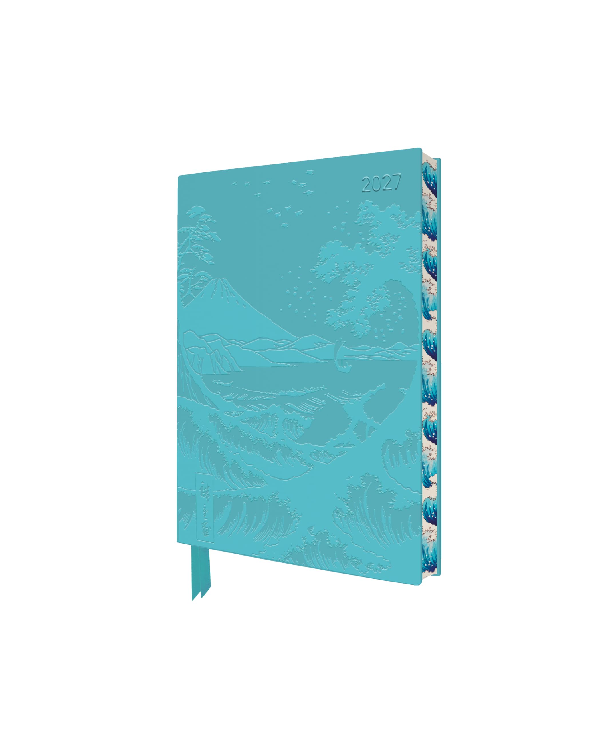 Utagawa Hiroshige: Sea at Satta 2027 Pocket Artisan Art Vegan Leather Diary – Week to View: Original Flame Tree Publishing DIN A6-Format Exquisit ... künstlerisch gestalteten Buchschnitt