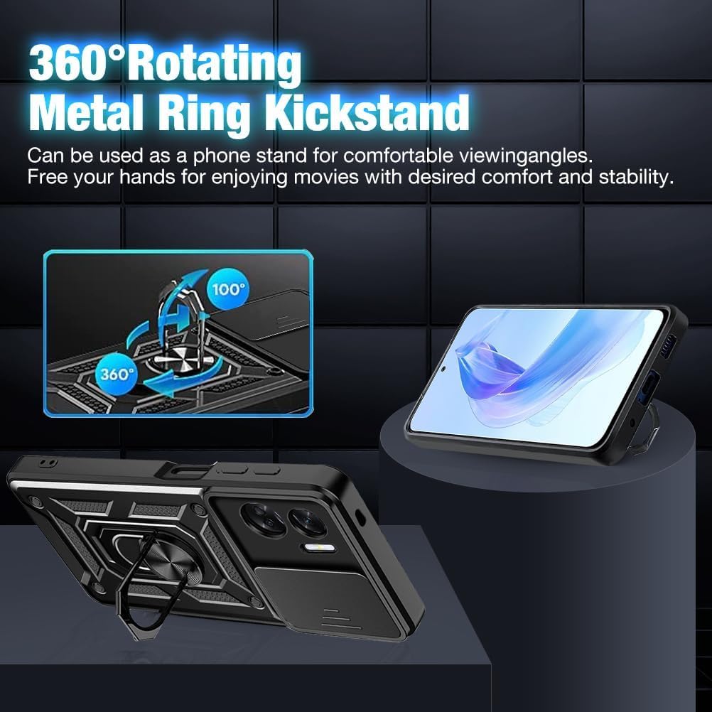 LeviDo Schutzhülle Für Honor 90 – Mit Slide-Kamera-Cover, Magnet Für Auto-Halterung Und Ring-Ständer, Silber