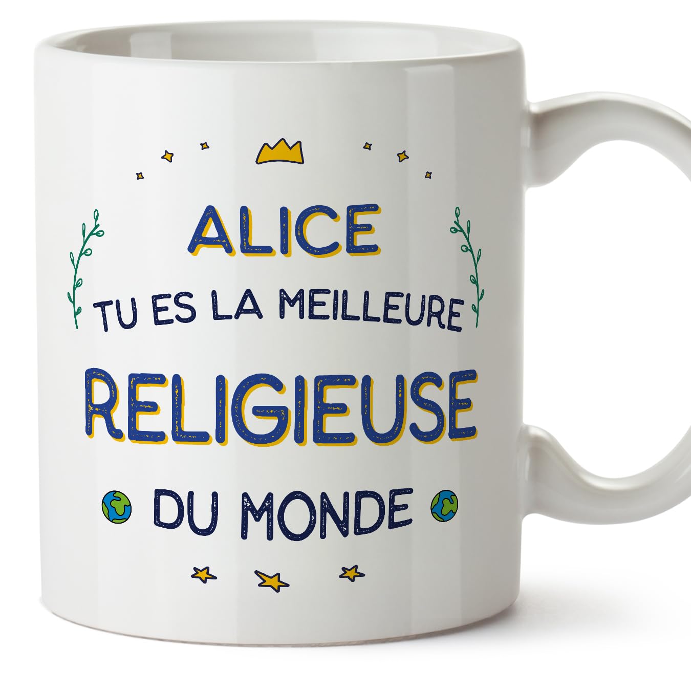 MUGFFINS Personalised Mug for Nun Woman - in French - Meilleur du Monde - Funny Custom Gift for Colleagues - Ceramic 11oz Mug