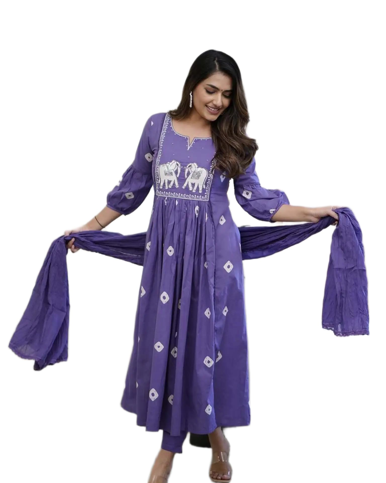 Women Embroideried ethnic kurta pant Dupatta set(AZ 3040 BLUE ETHNIC SET)-picture-44