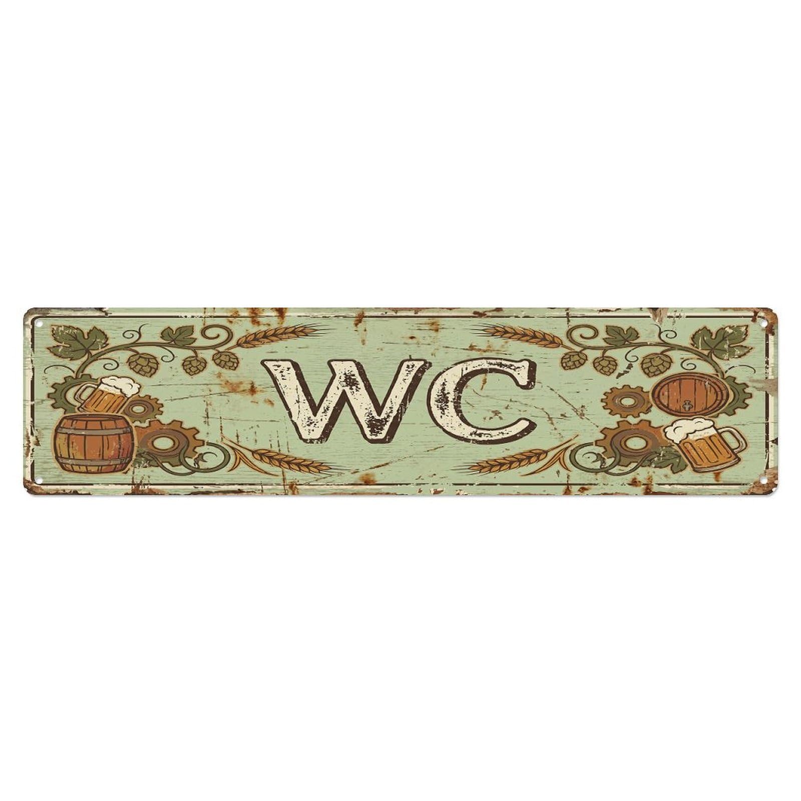 Weathered Charming Brewery Washroom Toilet(WC) Door Metal Tin Sign Plaque Wall Decor for Cafe, Club Bar, Office, Home Garden Metal Poster 4x16Inch