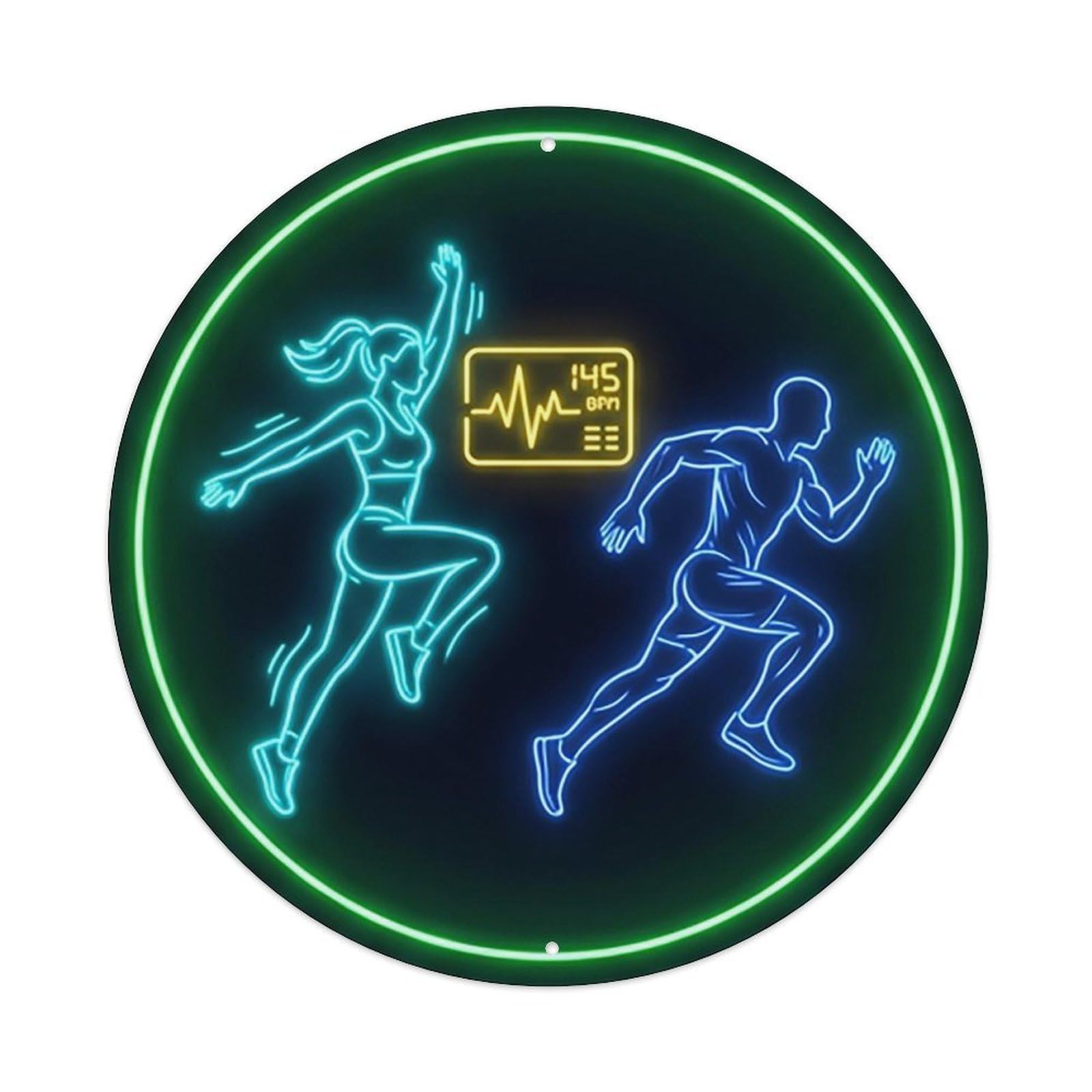 Vintage Faux Neon Gym Retro Bodybuilding Cardiovascular Metal Tin Sign