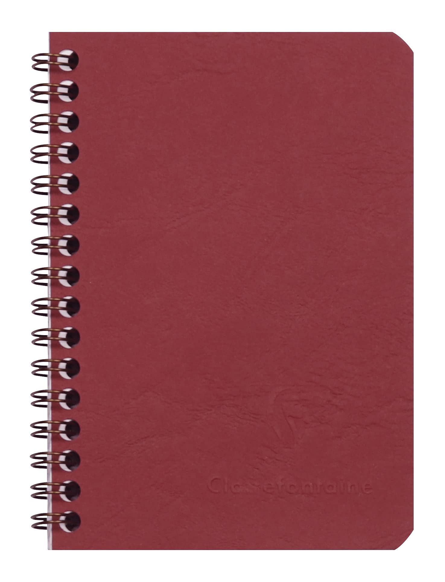 Clairefontaine 785922C Collection Age Bag - Red Spiral Notebook - 9x14 cm - 100 Small Square Pages - 90 g White Paper - Leather Grain Glossy Card Cover
