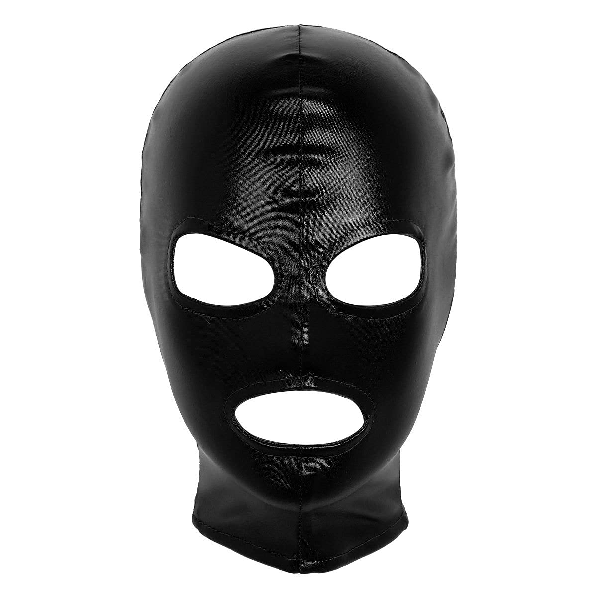 Xnihocha Unisex Latex Shiny Metallic Opened Mouth Show Eyes Face Mask Performance Party Cosplay Black One Size