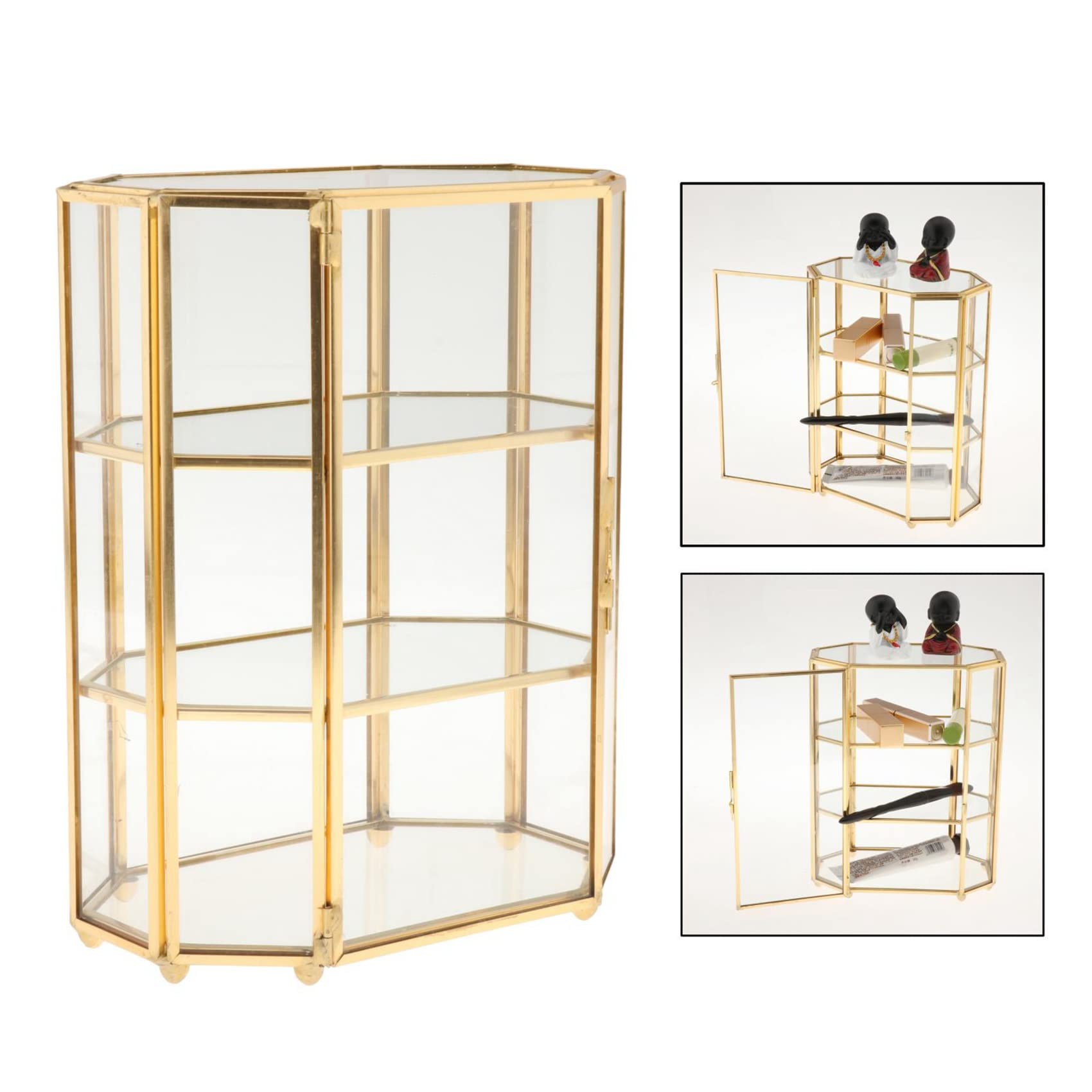 2X 3-Tier Jewelry Box Vetro Trucco Organizer Jewelry Box Multifunzione Display Case per Toeletta Decorazione