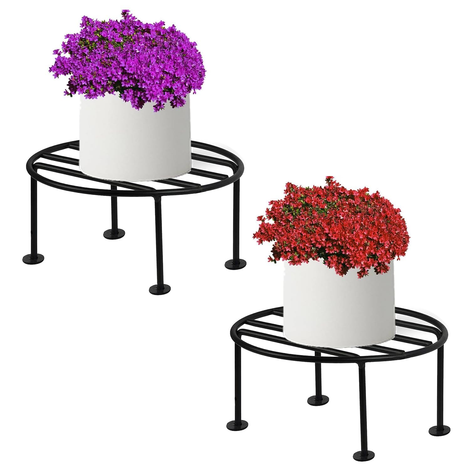 Pivalo Round Plant Stand Galvanised Metal Gamla Support Corner Rack Display Shelf Indoor & Outdoor Flower Pot Holder for Planters Home Garden Balcony Decoration (Pack of 2, Black) (B0CZ49WBM9) Amazon Price History, Amazon Price Tracker