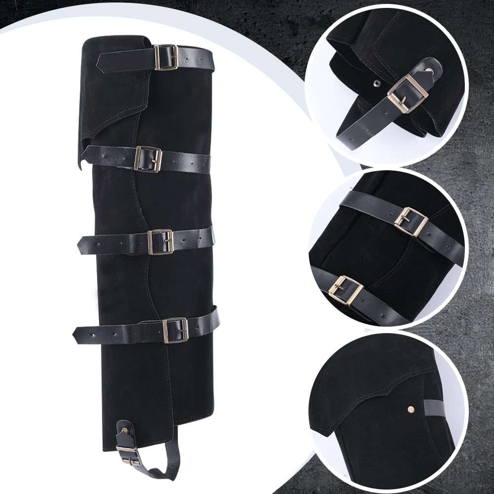 GORGECRAFT 2pz Fundas Medievales para Botas Protectores de Piernas de Piel Sintética de Terciopelo con Correas de Hebilla Botas Piratas Renacentistas Negras Calentadores para Halloween Cosplay