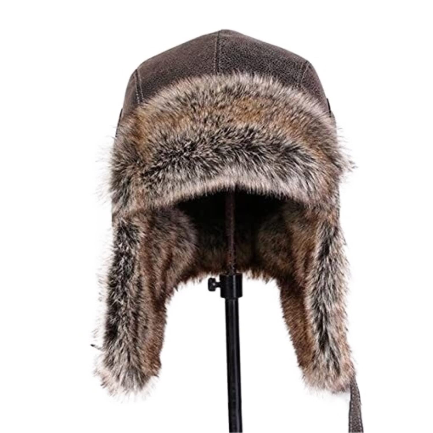Czapka Zimowa Ekologiczna Męska Czapka Traperska Czapki Winter Trooper, Nauszniki Wiatroodporne Rosyjskie Narciarskie Ushanka Ciepła Czapka Zimowa