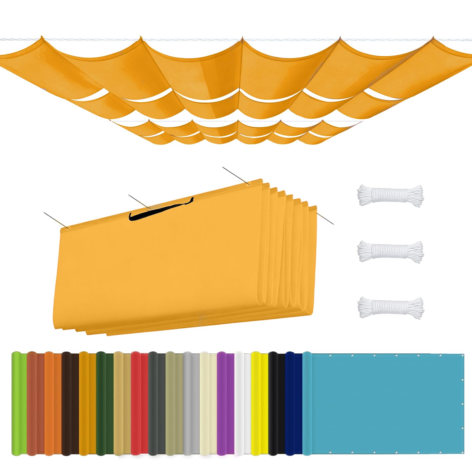 Voile d'ombrage à la vague imperméable rectangulaire protection UV jaune