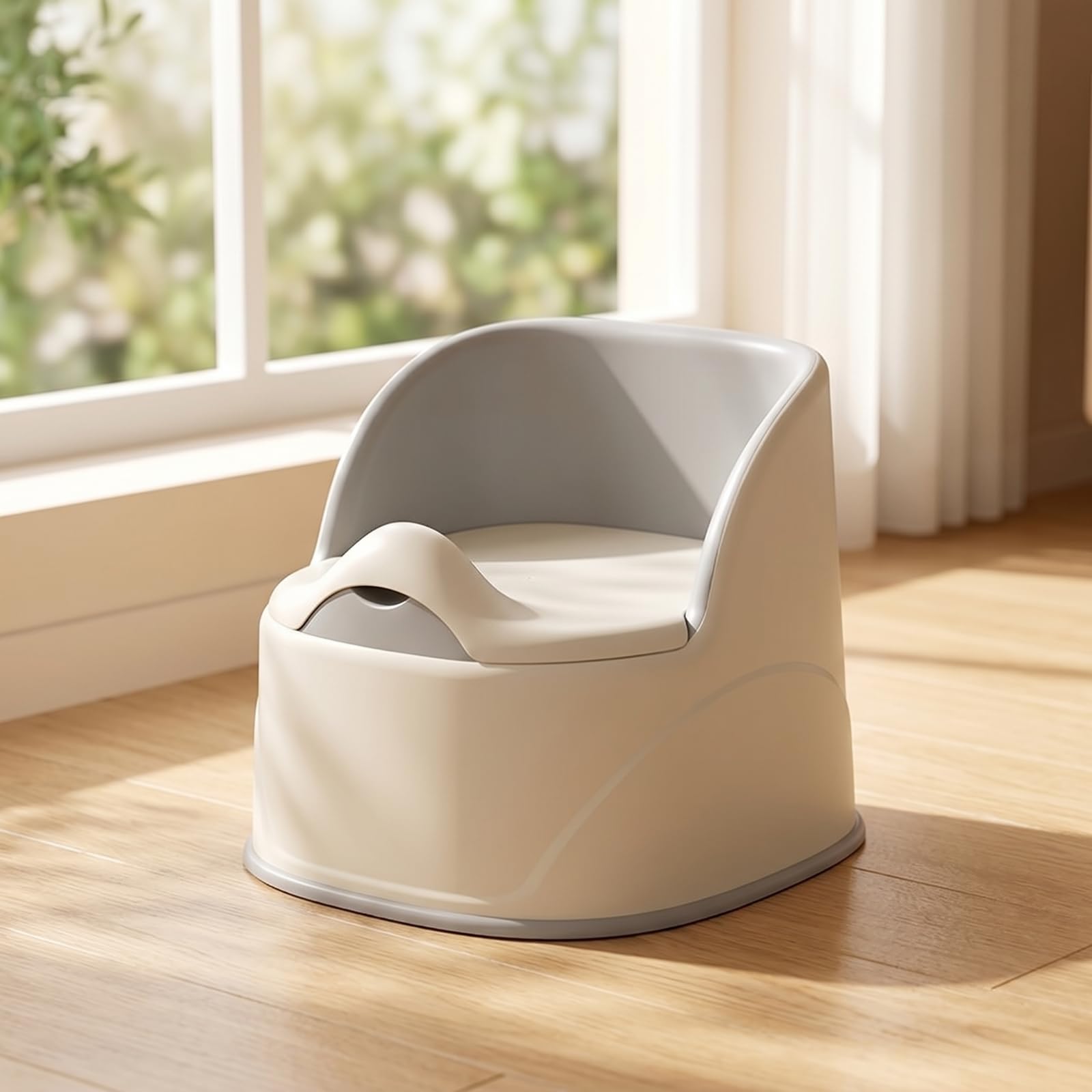 Orinal Infantil Cómodo Bacinica con pósito Lavable Taburete para Niños Pequeños, Cream Gray
