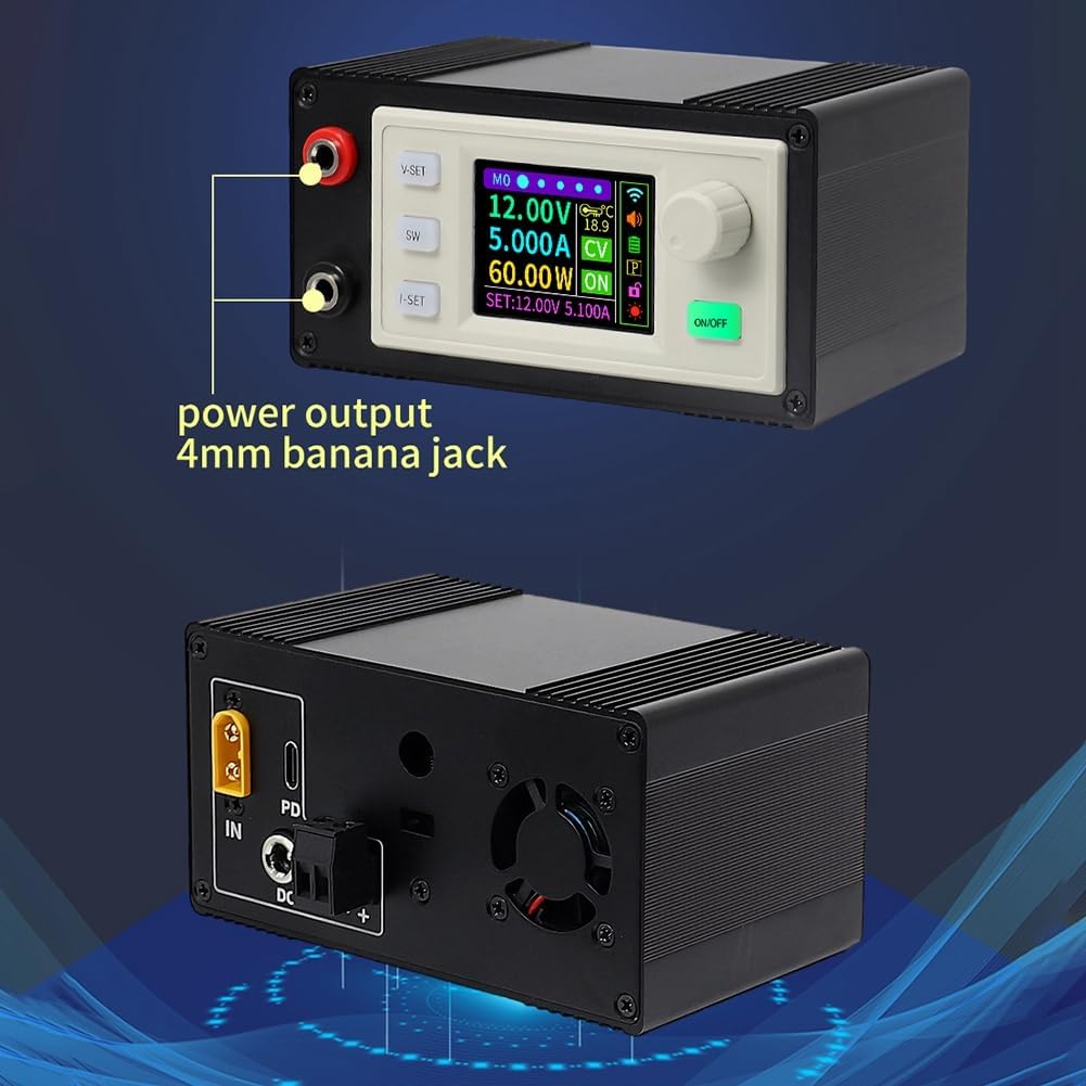 SK60S DC安定化電源+K485X DC降圧コンバーター 可変安定化電源 5A 60W ソーラー充電モジュール