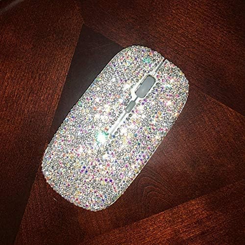 TISHAA Bling Wireless Mouse Accessories – Computer Laptop PC Notebook Desk Office Supplies Décor Covered with Rhinestone Crystal Dazzling Glitter Decoration with USB Receiver Gift for Her Girlfriend
