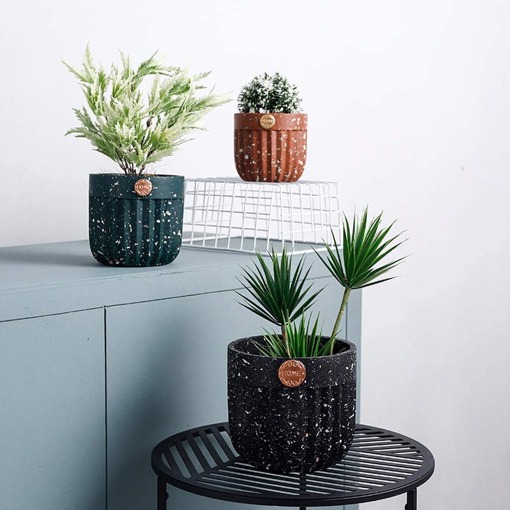 JYCRA Vaso rotondo per piante grasse Mid Century, con supporto, vaso da fiori in ceramica da 15,5 cm, vaso per piante grasse poco profondo (piante non incluse