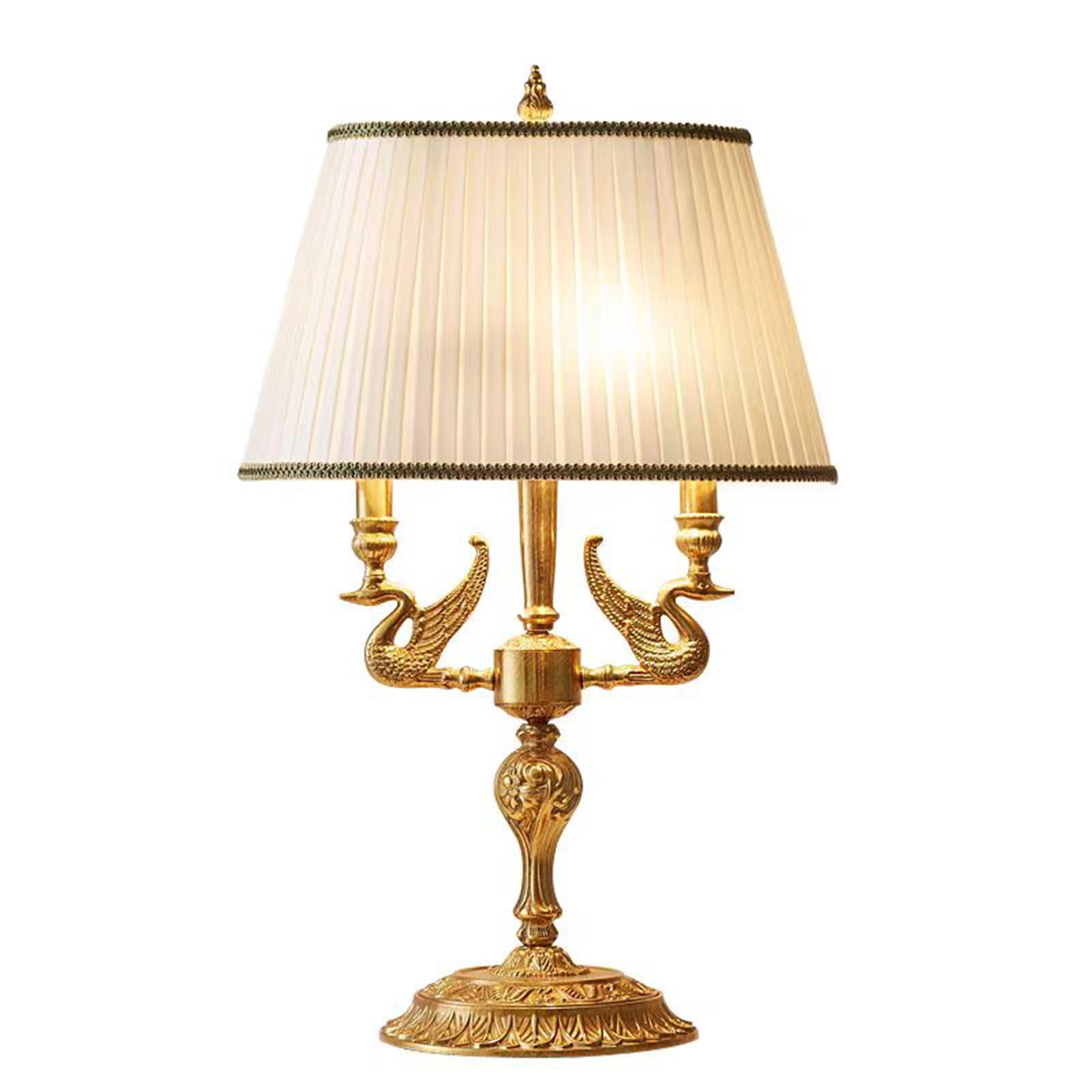 Lampa biurkowa w stylu francuskim, dwuramienna, w całości z miedzi, z żarówkami E14, ciepłe, miękkie światło do czytania, idealna na stolik nocny lub do gabinetu
