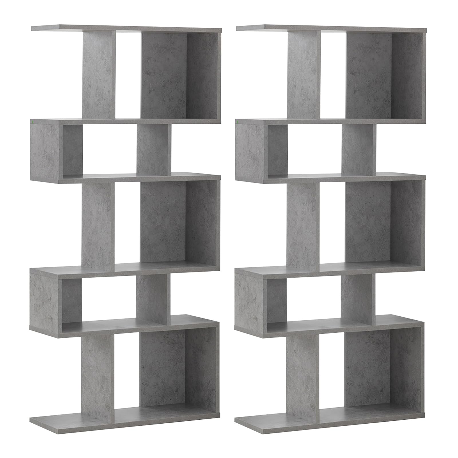 Giantex 5-Tier Geometric Bookshelf Set of 2, 70'' Tall Wood Freestanding Decorative Display Open Shelves with Anti-Tipping Device, Each Shelf Holds up