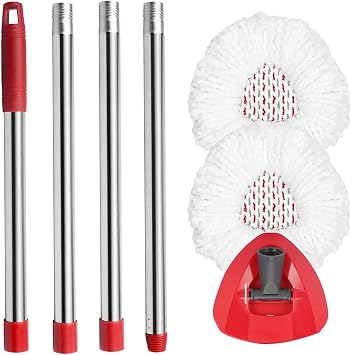Microfiber Spin Mop Replace Head, Mops Base, Handle Compatible with O Cedar EasyWring 1-Tank Spin Mop Refills New White-Centre 40% More 1-Tank System