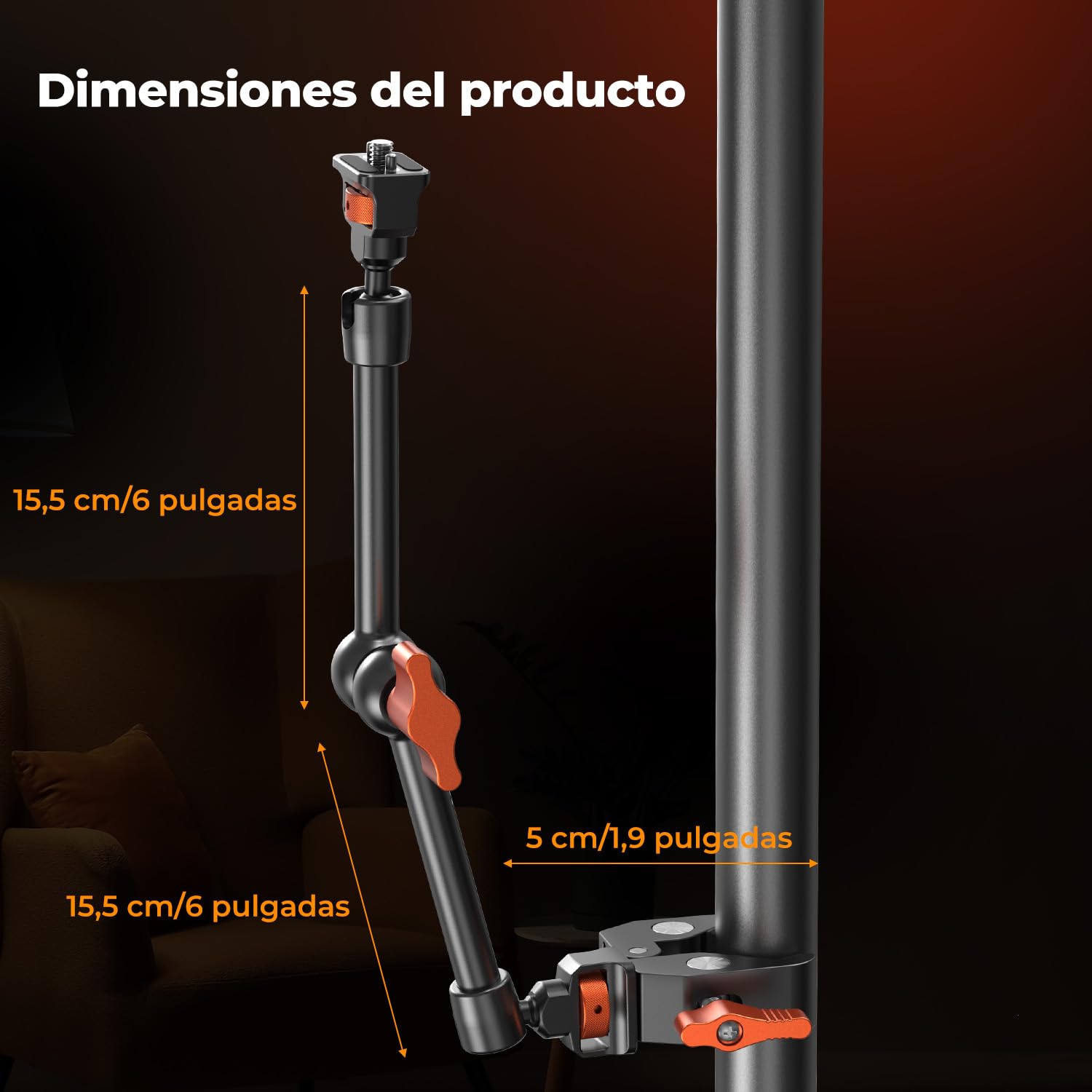 K&F CONCEPT Brazo Mágico 11 Pulgadas con Super Clamp Pinza, Magic Arm con Súper Abrazadera con Tornillos de 1/4" y 3/8" para Monitor Luz LED Cámara de Acción, Carga máxima: 2KG