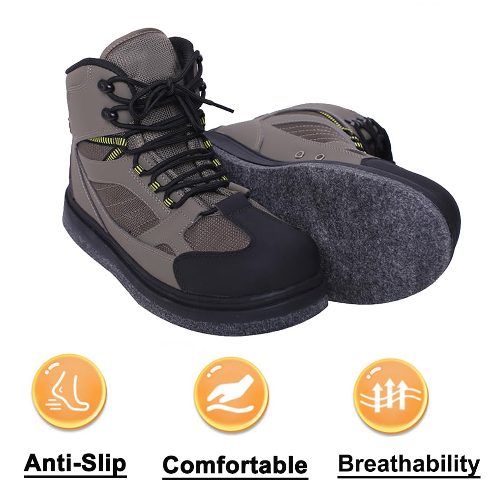 Raprance Botas de pesca para hombre, suela de fieltro y tacos de goma para pesca con mosca