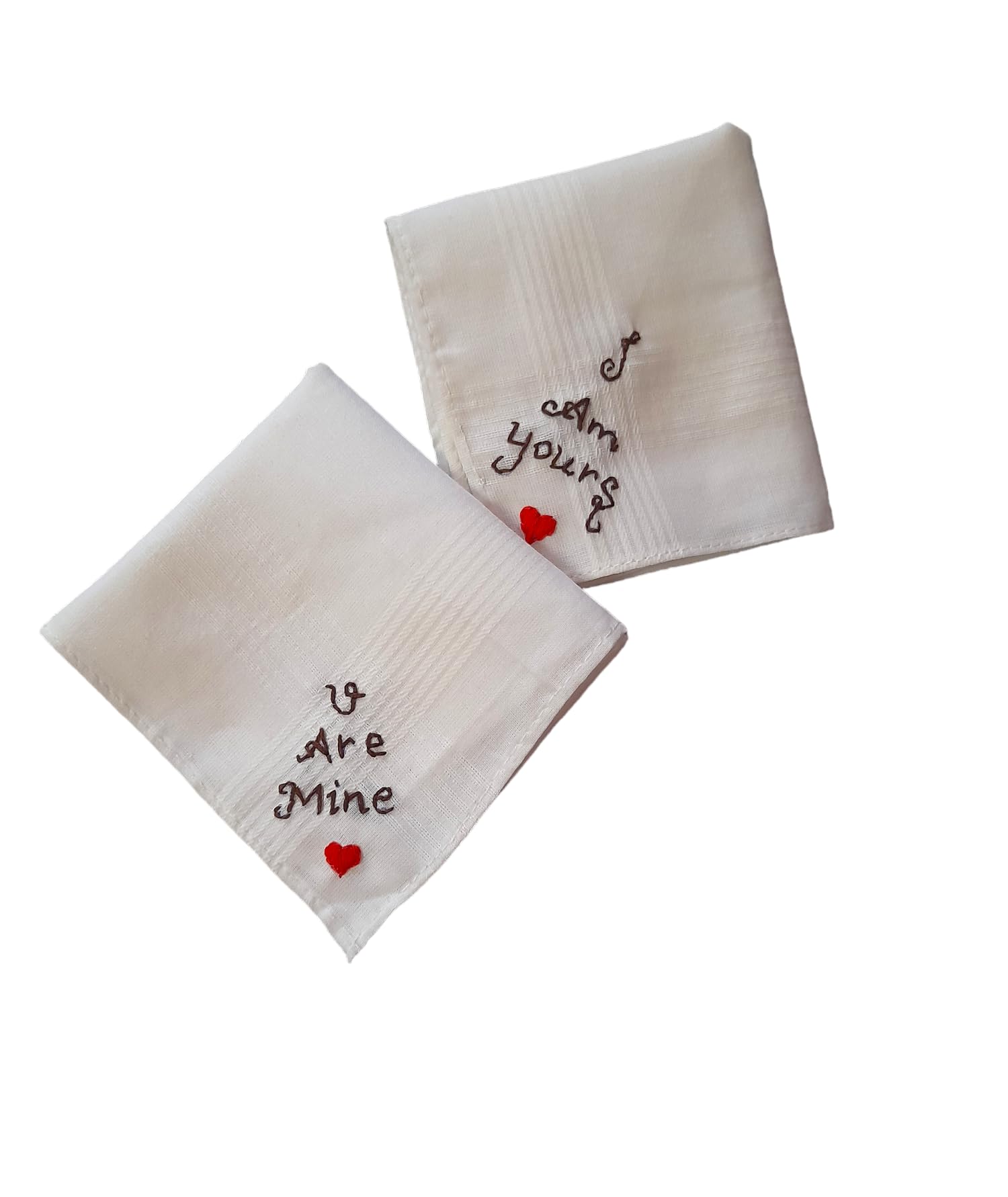 Personalized Embroidered Kerchief Set Of 2, Handcrafted Wedding Gift For Couples, 16 * 16 Inches, Pure Cotton-picture-45
